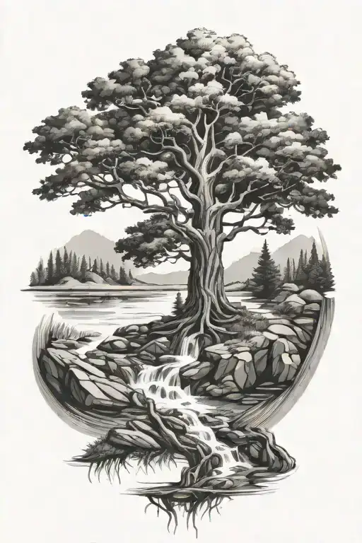 Designing a tattoo inspired by Psalm 1. Tree feed by streams of water tattoo design idea