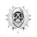 it will be a skull with eyes closed with a bandana. tattoo design idea