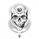 it will be a skull with eyes closed with a bandana. tattoo design idea