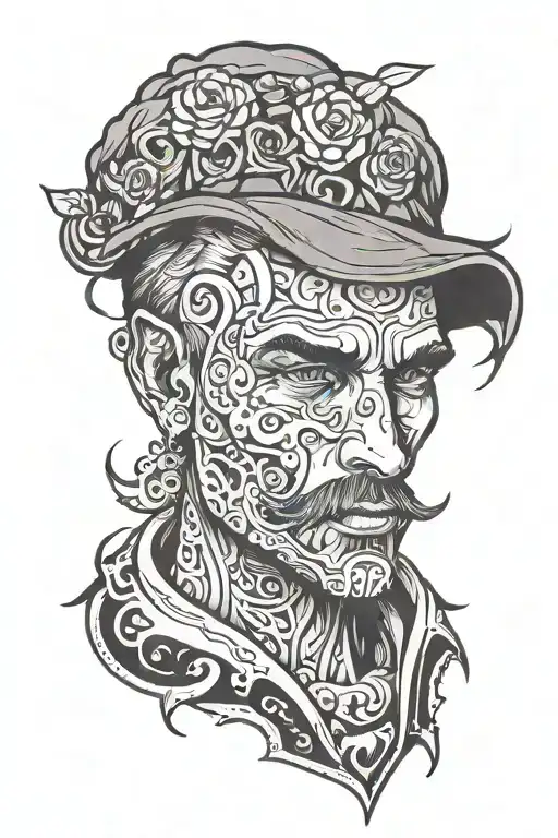 Make a tattoo about the struggles a man faces with mental health but how he always is okay tattoo design idea