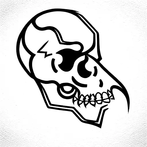 sakyant inspired style, skull, serpent, Nordic hammer  tattoo design idea