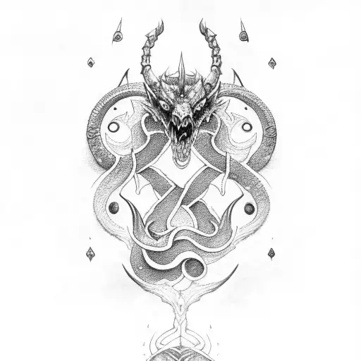 Norse Hammer with sea serpent  tattoo design idea