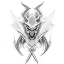 demon with 2 swords  tattoo design idea