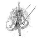 demon with 2 swords  tattoo design idea