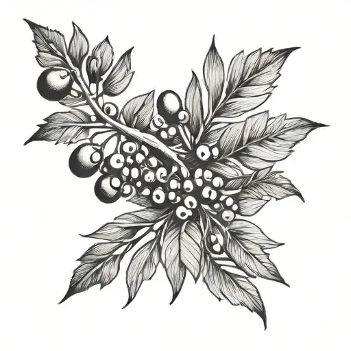 Juniper branch with berries tattoo design idea