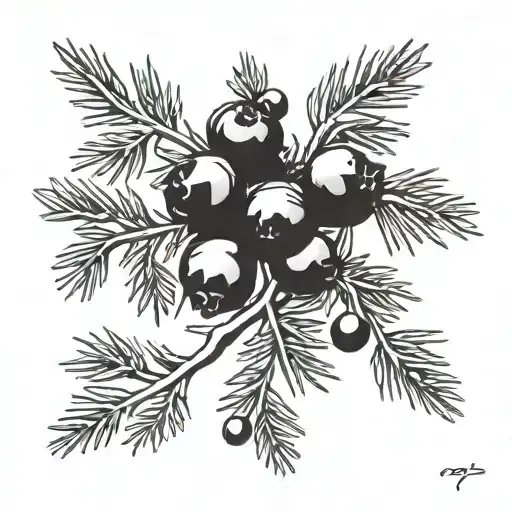 Juniper branch with berries tattoo design idea