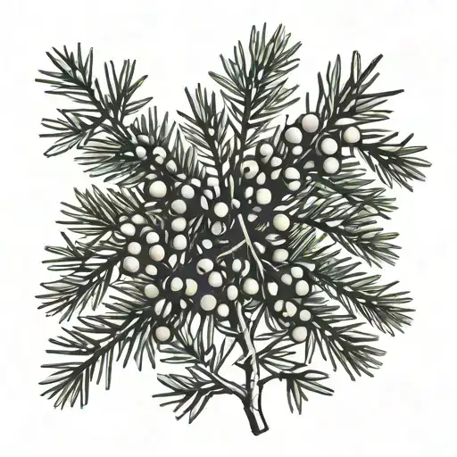 Juniper branch with berries tattoo design idea