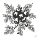 Juniper branch with berries tattoo design idea