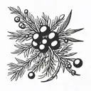 Juniper branch with berries tattoo design idea