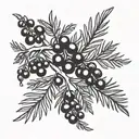 Juniper branch with berries tattoo design idea