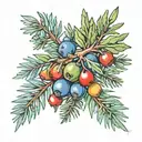 Juniper branch with berries tattoo design idea