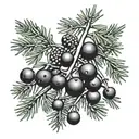 Juniper branch with berries tattoo design idea