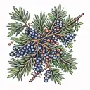 Juniper branch with berries tattoo design idea