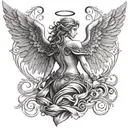 6 winged angel tattoo design idea