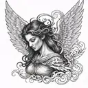 6 winged angel tattoo design idea