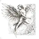 6 winged angel tattoo design idea