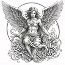 6 winged angel tattoo design idea