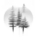 hour glass and 3 pine trees tattoo design idea