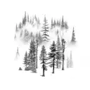 hour glass and 3 pine trees tattoo design idea