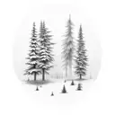 hour glass and 3 pine trees tattoo design idea
