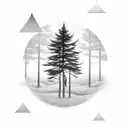 hour glass and 3 pine trees tattoo design idea