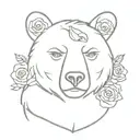 bear with with a witch hat and a necklace of roses tattoo design idea