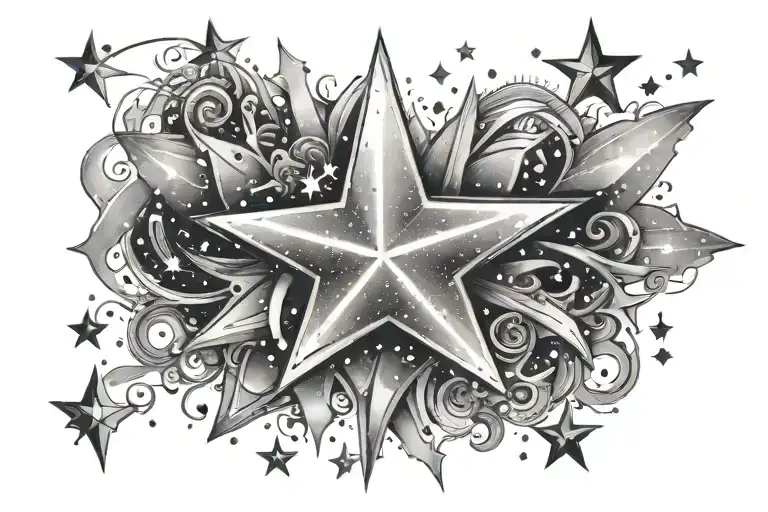 sparkle stars tattoo design idea