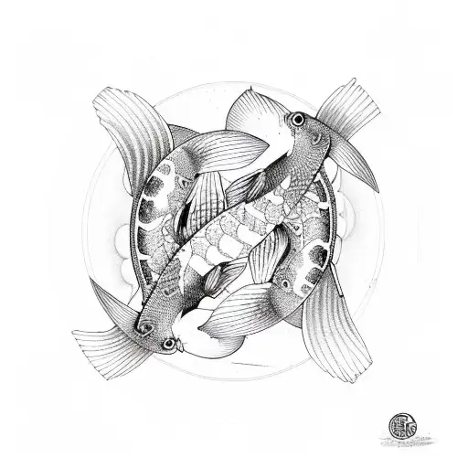 yin and Yang koi fish swimming anti-clockwise  tattoo design idea