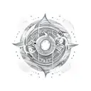 avatar the last air bender element icons in a column with yin and Yang koi fish swimming anti-clockwise to each other tattoo design idea