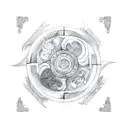 avatar the last air bender element icons in a column with yin and Yang koi fish swimming anti-clockwise to each other tattoo design idea