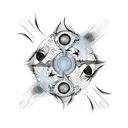 avatar the last air bender element icons in a column with yin and Yang koi fish swimming anti-clockwise to each other tattoo design idea