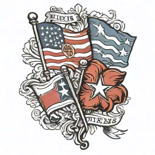 Texas and Tennessee flags tattoo design idea