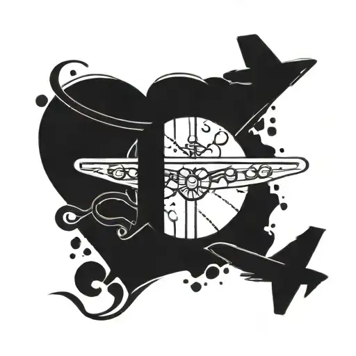 plane cross heart faith hope love tattoo design idea