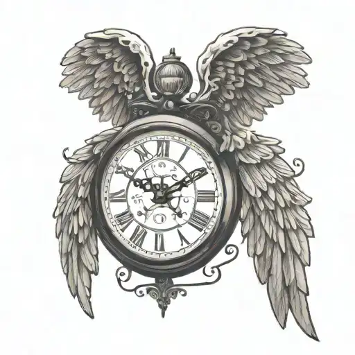 angel wings made 11:11 clock tattoo design idea