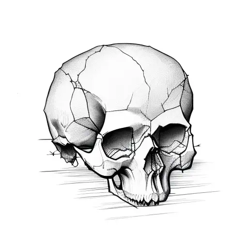 skull made with scribbles  tattoo design idea