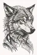 wounded wolf   tattoo design idea