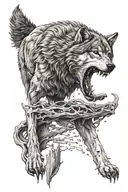 wounded wolf   tattoo design idea