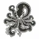 traditional japanese octopus holding a trident and narcisuss flower tattoo design idea