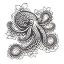 traditional japanese octopus and narcisuss flower blooming tattoo design idea