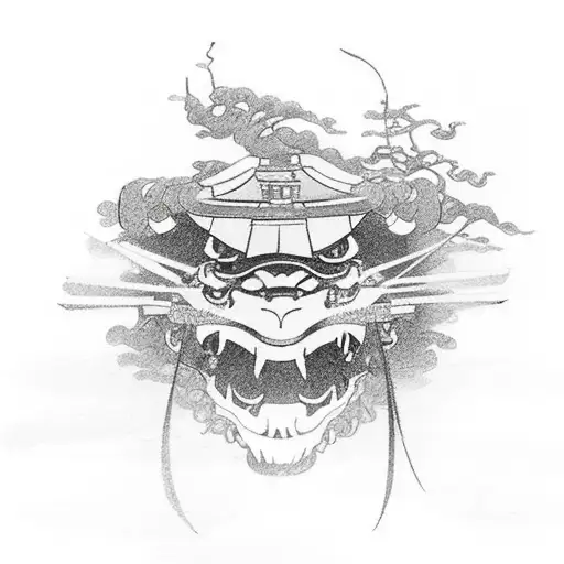 In the foreground, we have a Japanese ronin, symbolizing strength, resilience, and a sense of freedom. The ronin can be  tattoo design idea