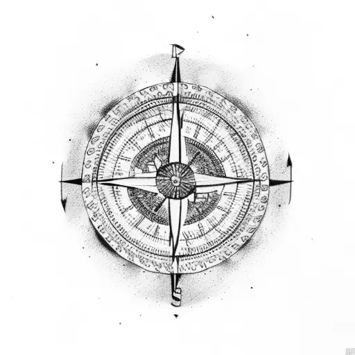 viking compass and tree tattoo design idea
