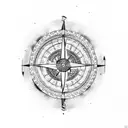viking compass and tree tattoo design idea