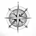 viking compass and tree tattoo design idea
