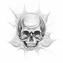 skull and flames tattoo design idea