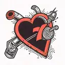 A realistic tattoo of a computer mouse cursor clicking on a heart icon, representing online interactions in a traditional style tattoo design idea