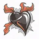 A realistic tattoo of a computer mouse cursor clicking on a heart icon, representing online interactions in a traditional style tattoo design idea