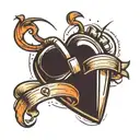 A realistic tattoo of a computer mouse cursor clicking on a heart icon, representing online interactions in a traditional style tattoo design idea