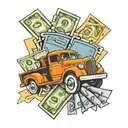 money ,blue collar ,vehicles  tattoo design idea