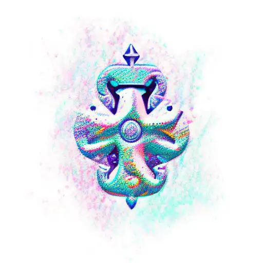 Girly poseidon trident tattoo design idea