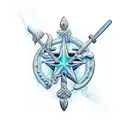 Girly poseidon trident tattoo design idea